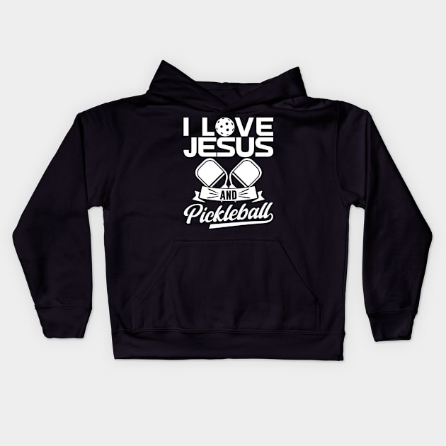 I Love Jesus and Pickleball Player Kids Hoodie by Dr_Squirrel